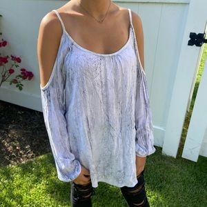 White Marble cold shoulder blouse